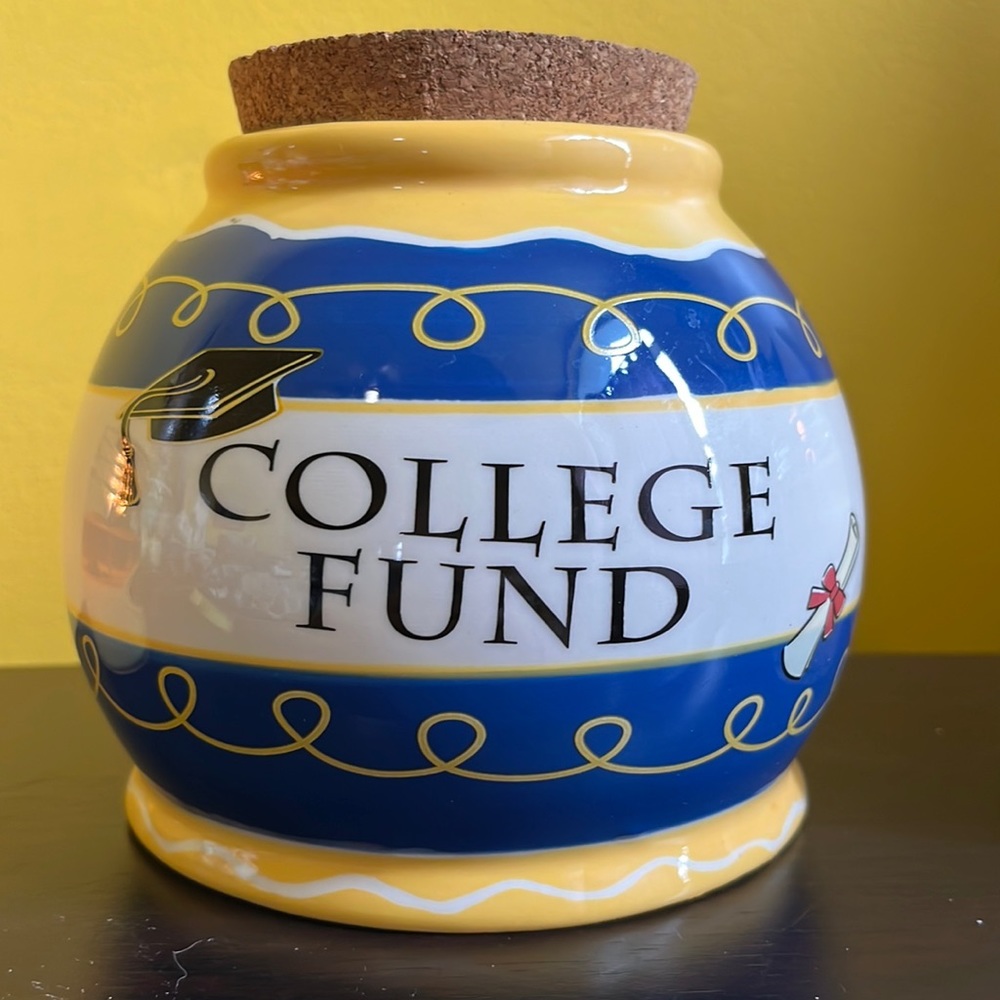 College fund container with cork lid 5.25” with cork lid